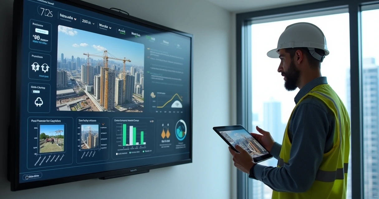 Painel digital acompanha obra com dados visuais e alertas 