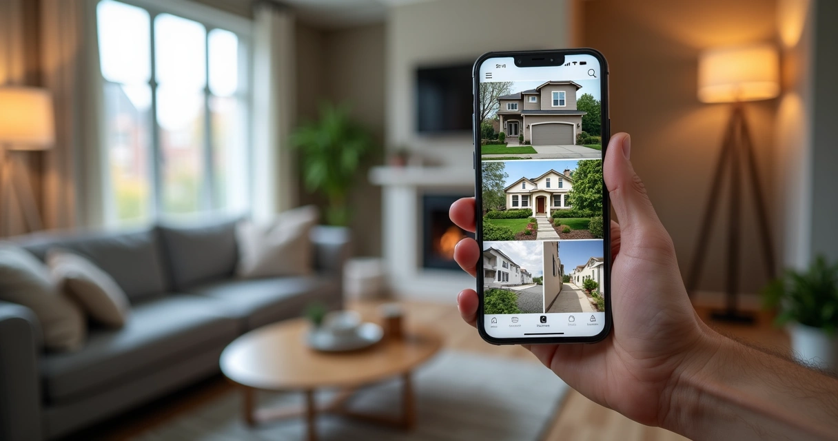 Aplicativo de câmeras mostrando imagens da casa no celular 
