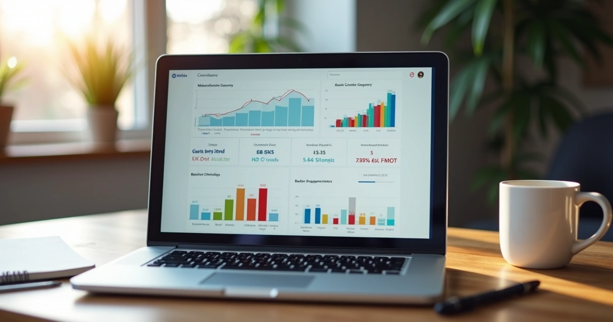 Dashboard de churn e engajamento de clientes SaaS em notebook 
