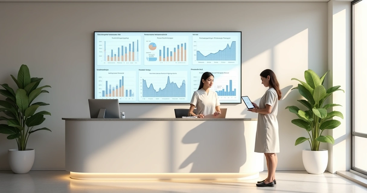 Painel de monitoramento na clínica de estética
