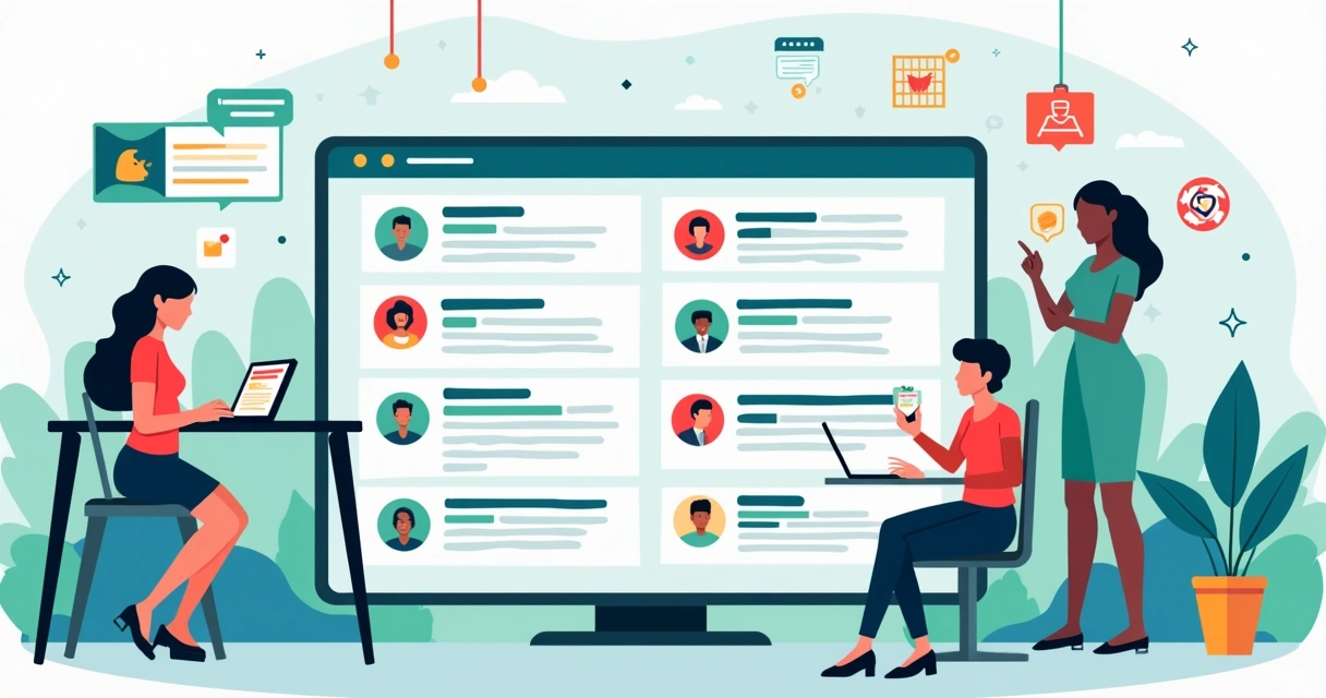 Painéis digitais exibindo comentários de redes sociais em tempo real 