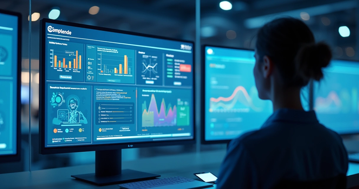 Painel digital com gráficos e alertas em tempo real para monitoramento de compliance usando IA 
