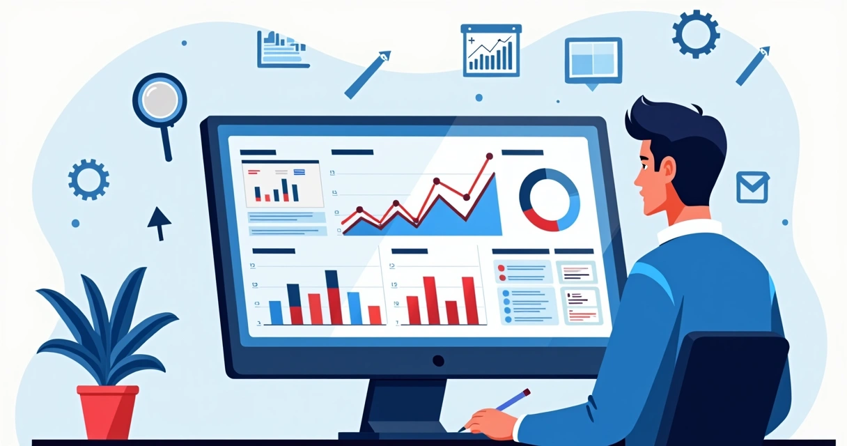 Tela de computador com gráficos analisando desempenho digital 