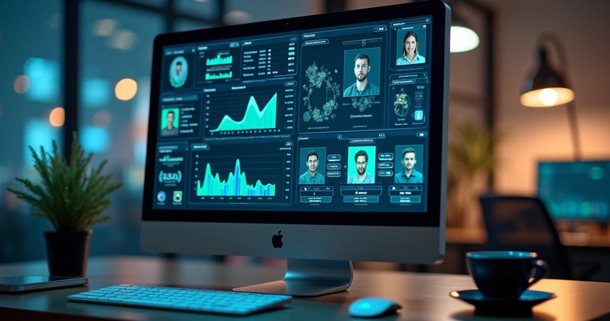 Monitor mostrando análise contínua de dados digitais 