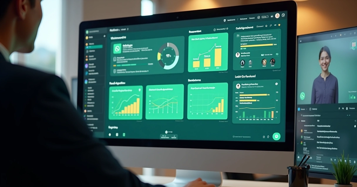 Monitoramento de conversas comerciais WhatsApp em tela de computador 