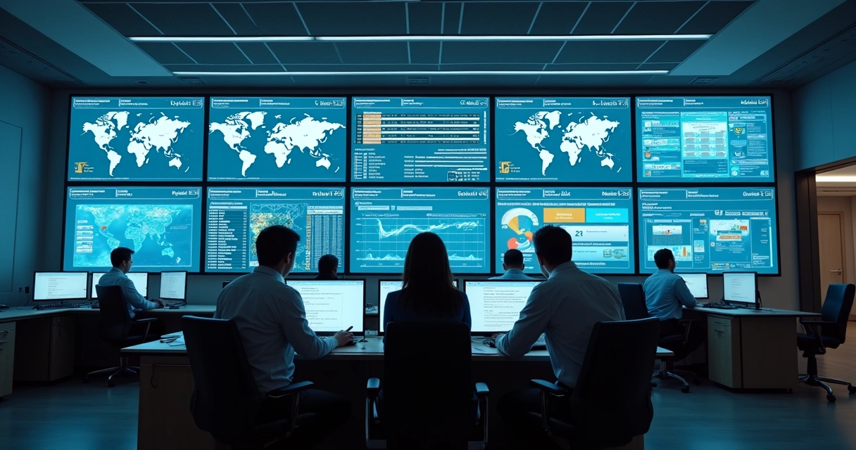 Supervisores monitorando atendimentos de IA da hotelaria em dashboards 