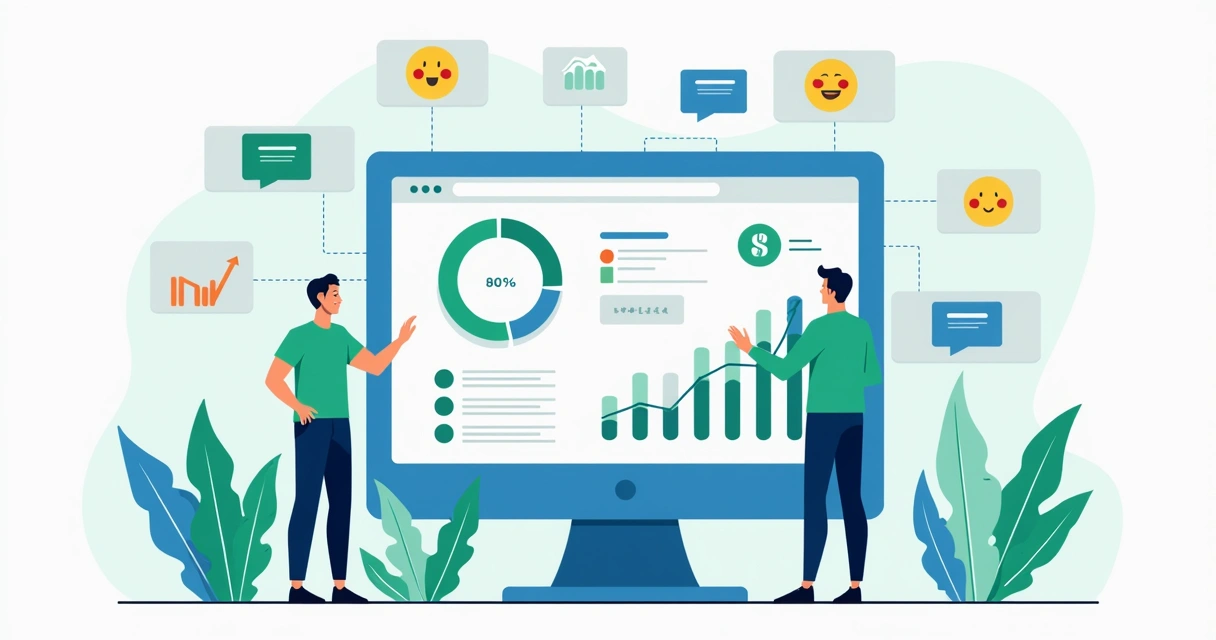 Ilustração de interface digital mostrando monitoramento de conversas em múltiplas redes sociais 