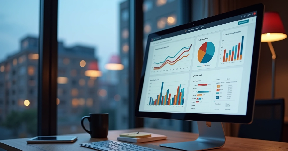 Tela mostrando gráficos de crescimento de visitas no site 