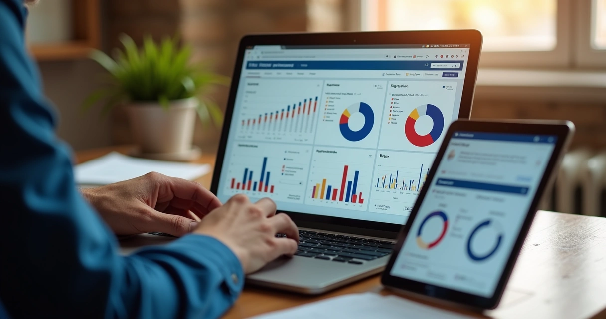 Pessoa analisando gráficos digitais de engajamento de campanha política 