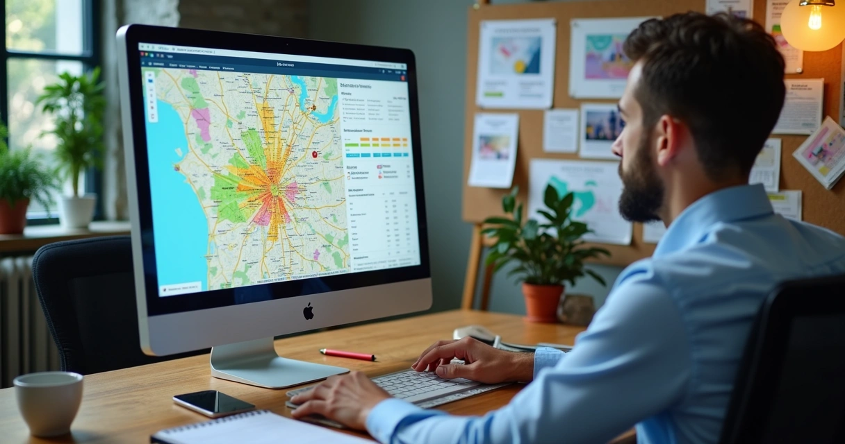 Monitoramento de dados de marketing local em tela 