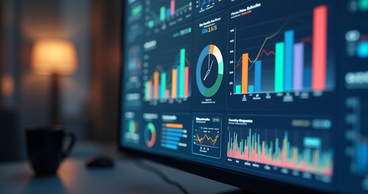 Tela com dashboard de atendimento de IA e gráficos de satisfação 