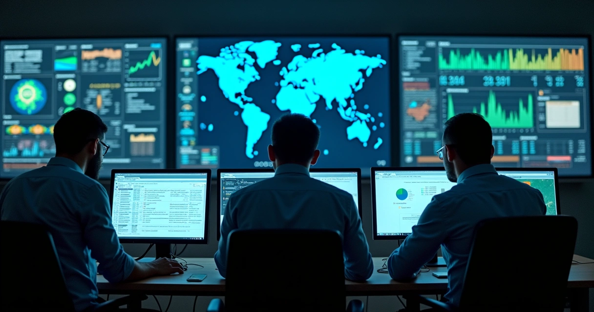 Equipe de TI monitorando segurança de endpoints em tempo real 