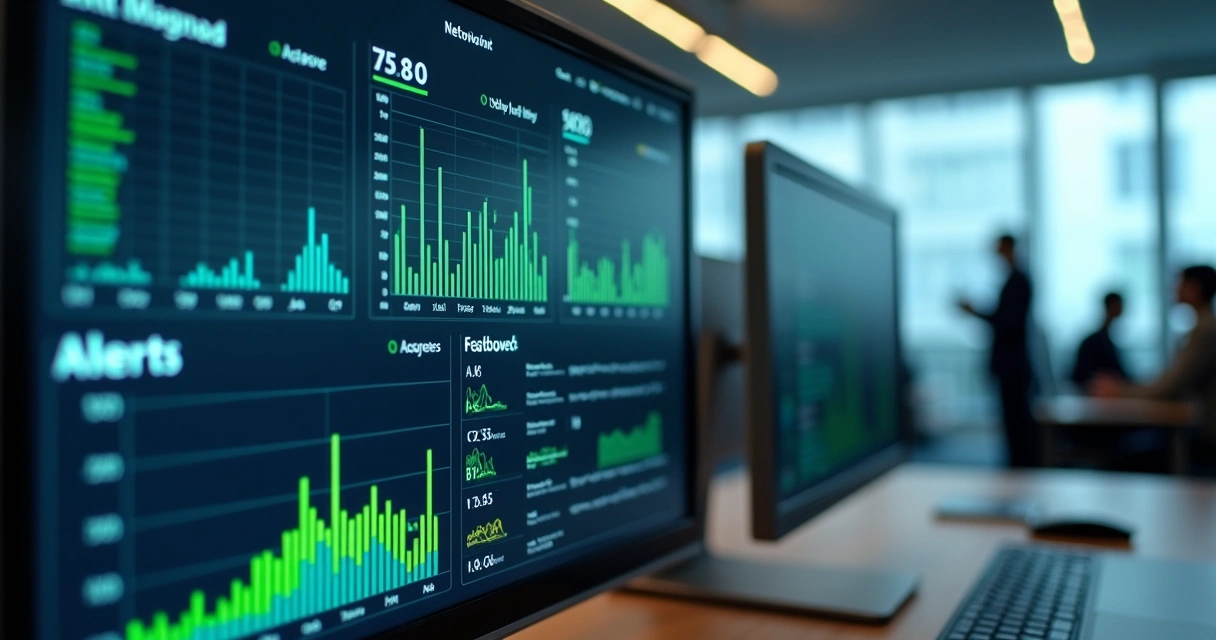 Dashboard de monitoramento de endpoint com gráficos e alertas 
