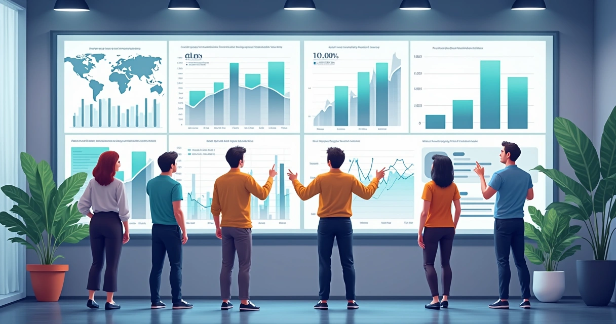 Gráfico de feedbacks de clientes sendo analisado por equipe de pós-venda 