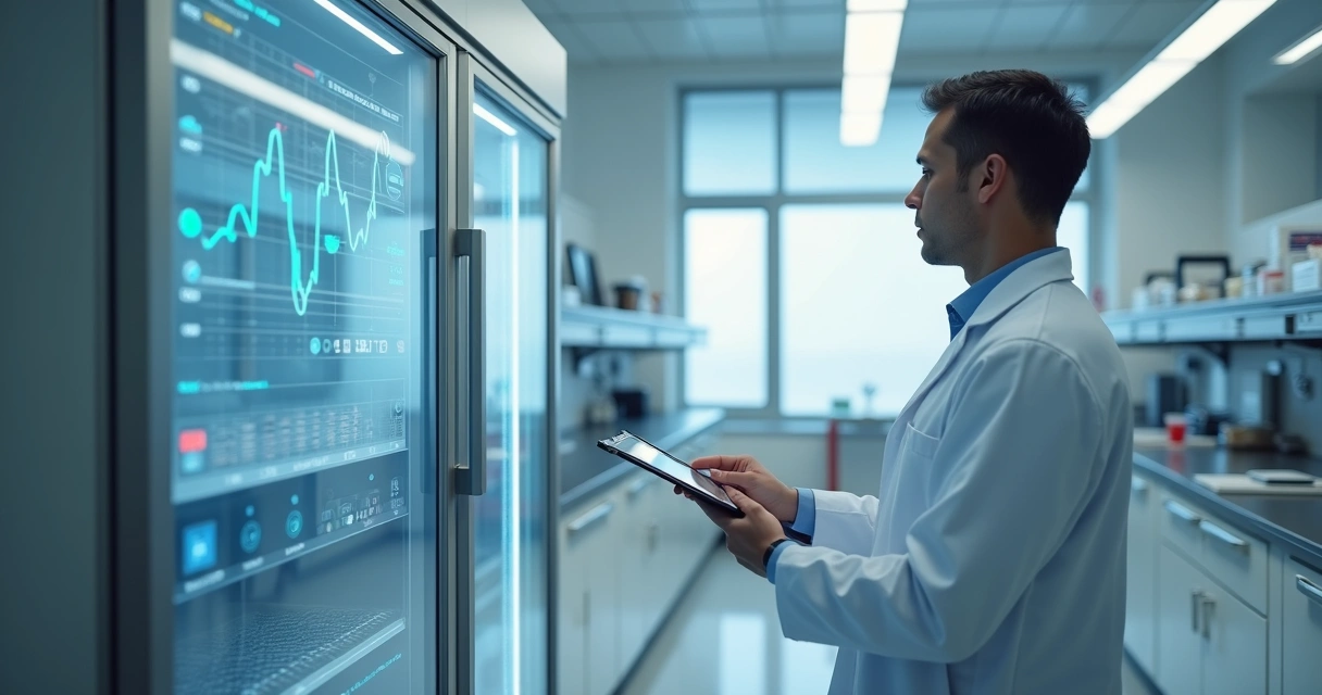 Painel de monitoramento de freezer no laboratório