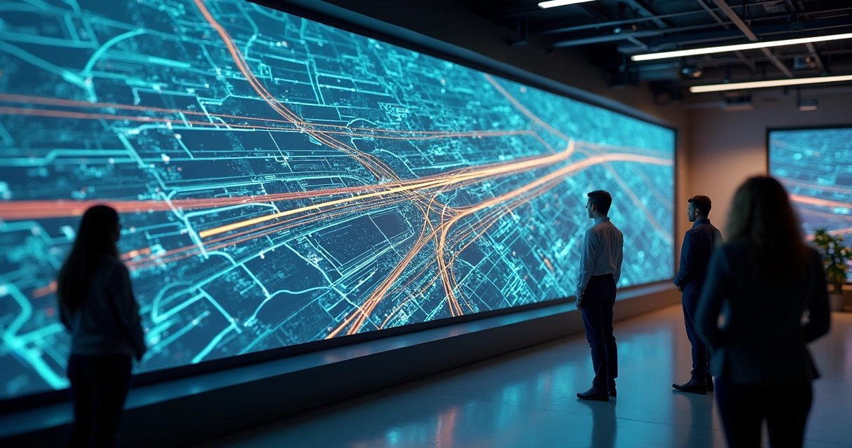 Monitoramento digital de frota urbana com trajeto exibido na tela