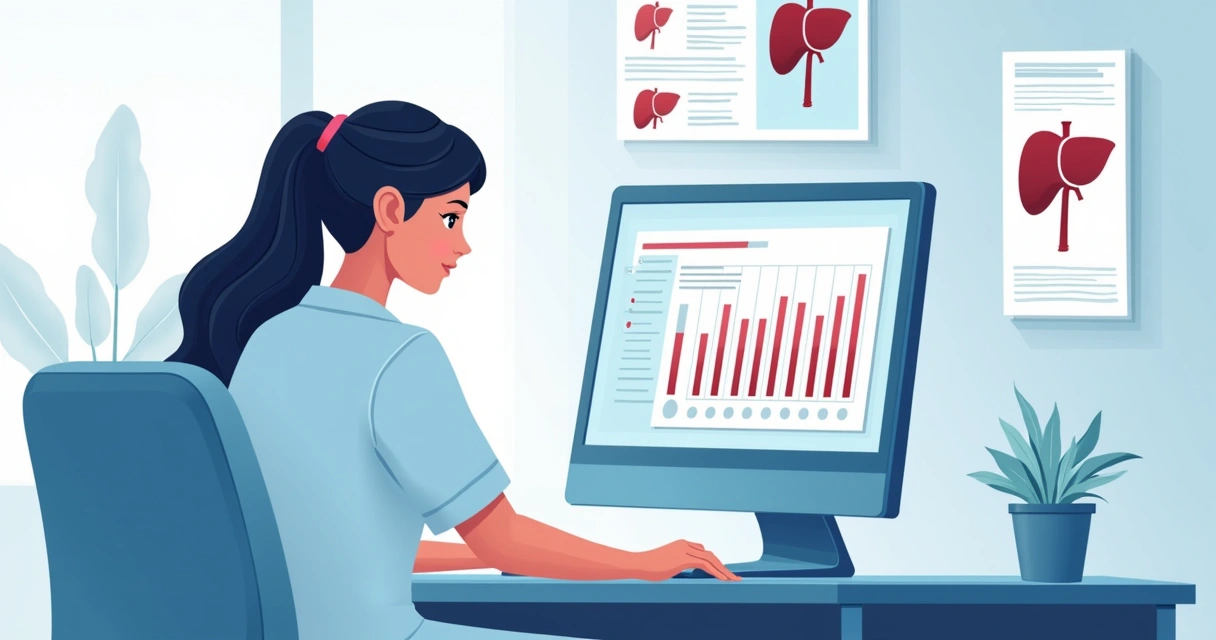 Manejo da hepatotoxicidade na terapia ripe da tuberculose 3 Profissional analisando exames de função hepática em tela de computador