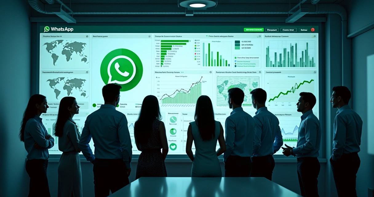 Painel de analytics de grupos WhatsApp corporativos 