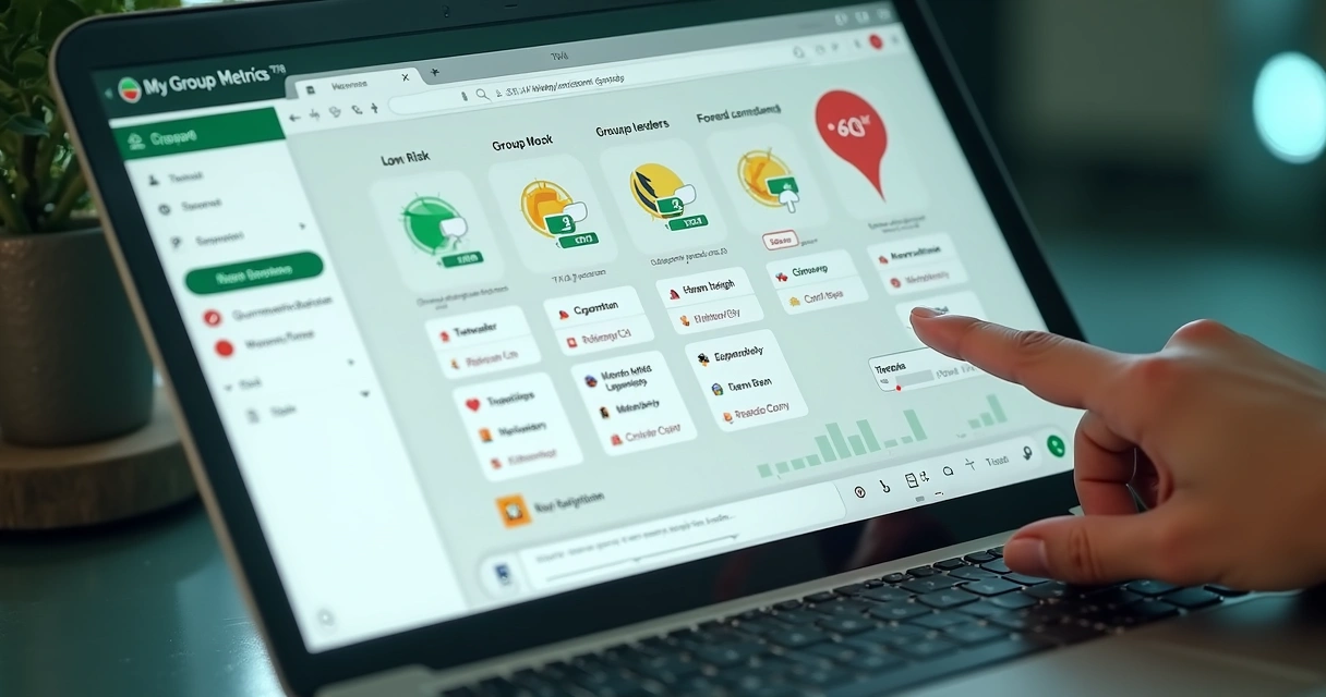 Interface visual apresentando risco de churn e sugestão de líderes 