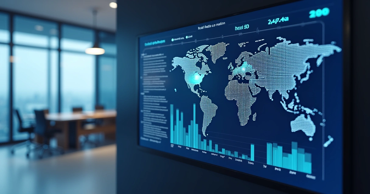 Painel digital com IA monitorando redes sociais em tempo real 