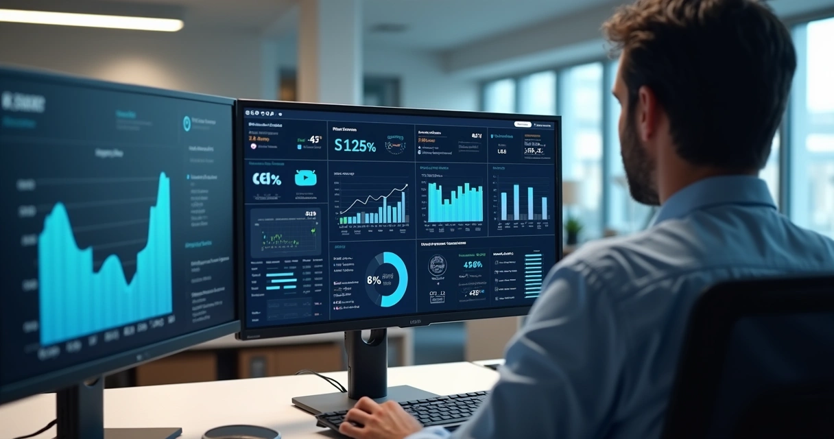 Painel digital mostrando monitoramento de impressoras em tempo real 