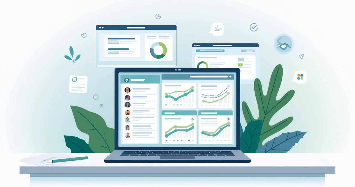 Painel digital com gráficos de análise de reputação de influenciador 