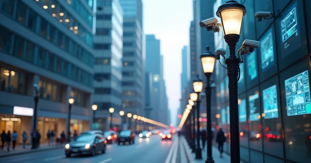 Sistema de monitoramento inteligente em cidade com câmeras e sensores