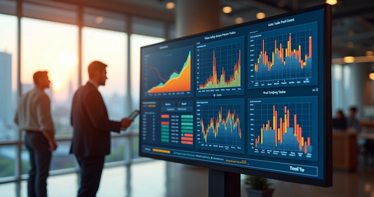 Gráfico de desempenho de equipe de vendas imobiliária analisado por IA 