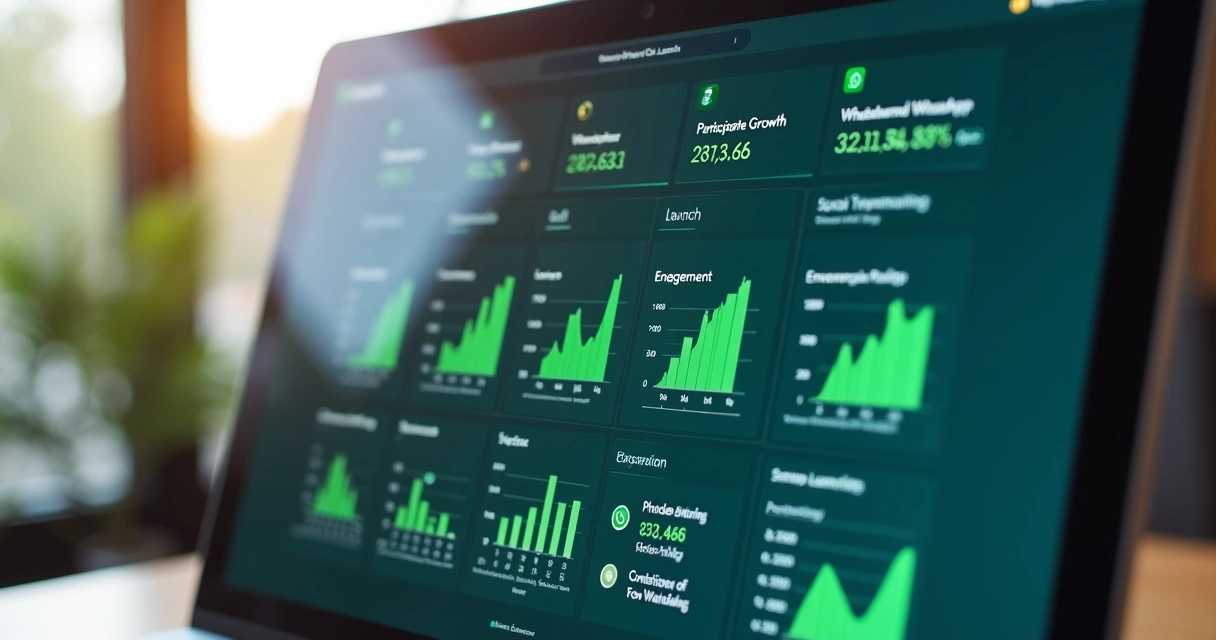 Painel de métricas de lançamento digital com dados de WhatsApp 