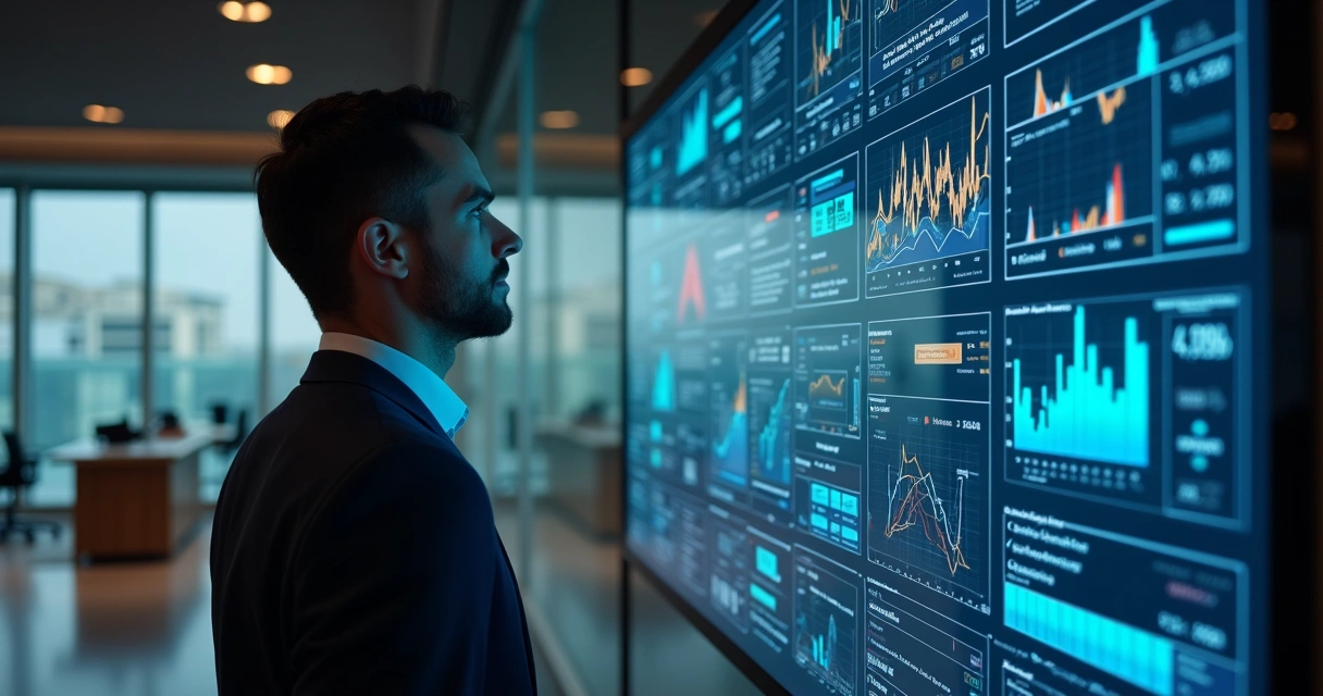 Analista tributário monitorando atualização do ICMS Bahia em painel digital 