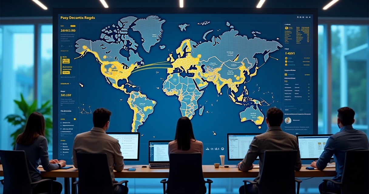 Painel digital mostrando rotas de entrega e status dos pedidos 