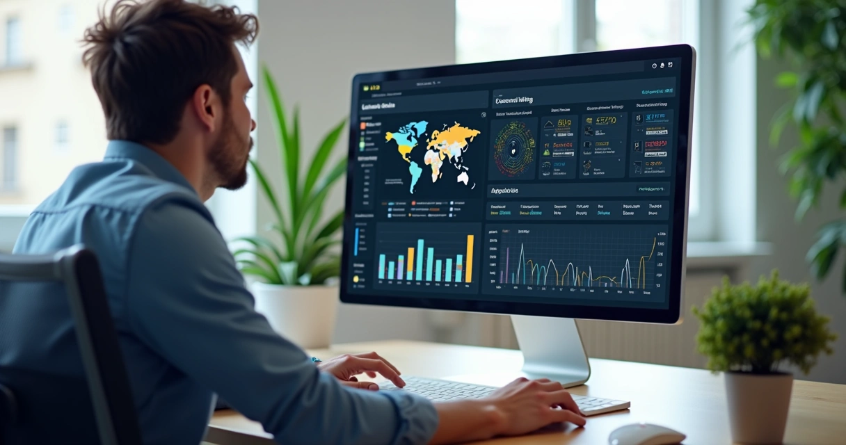 Monitoramento de logística em tempo real em tela de computador