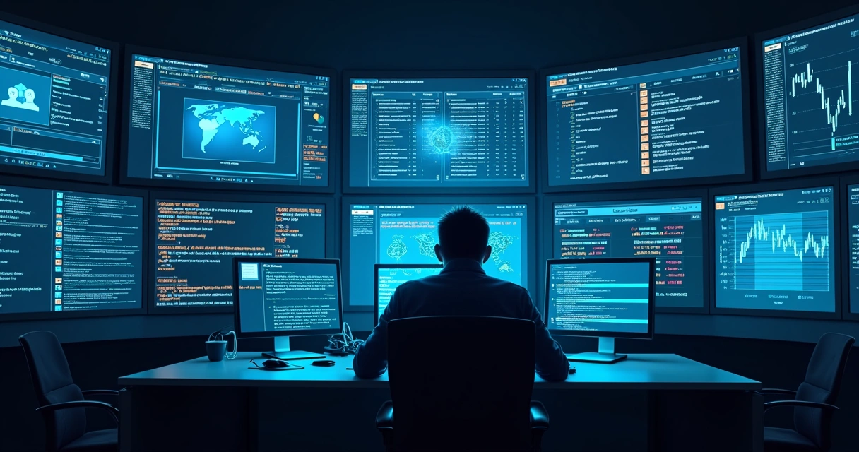 Telas de monitoramento de logs e eventos de backend 