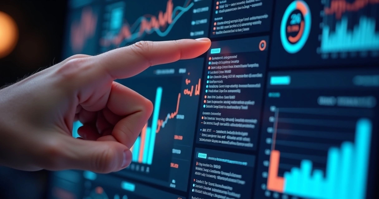 Painéis coloridos de monitoramento com gráficos de dados IA 