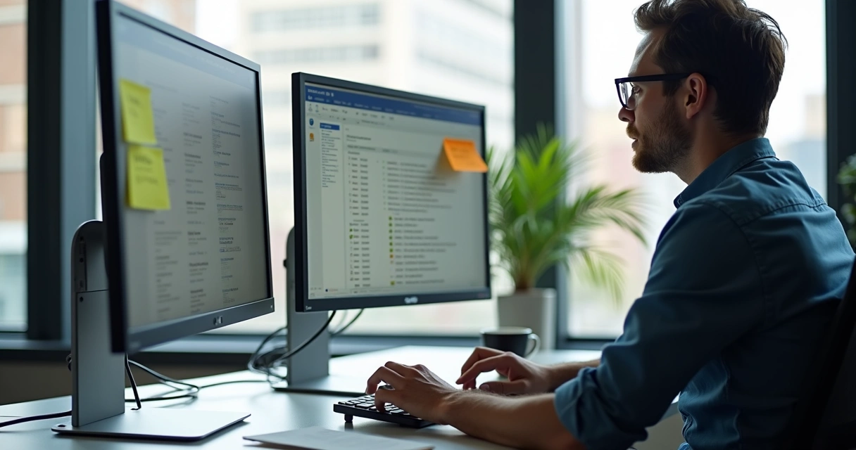 Profissional analisando lista de mailing atualizada na tela 