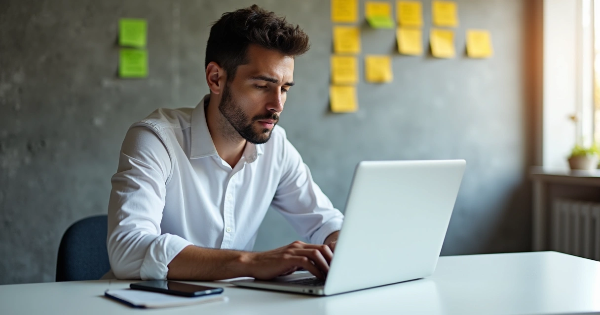 Empreendedor acompanhando registro de marca pelo notebook 