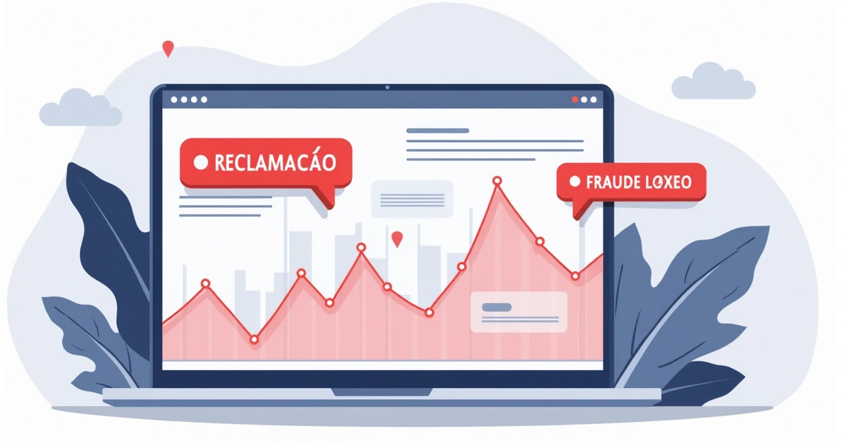 Gráfico digital com picos de menções e palavras negativas em destaque