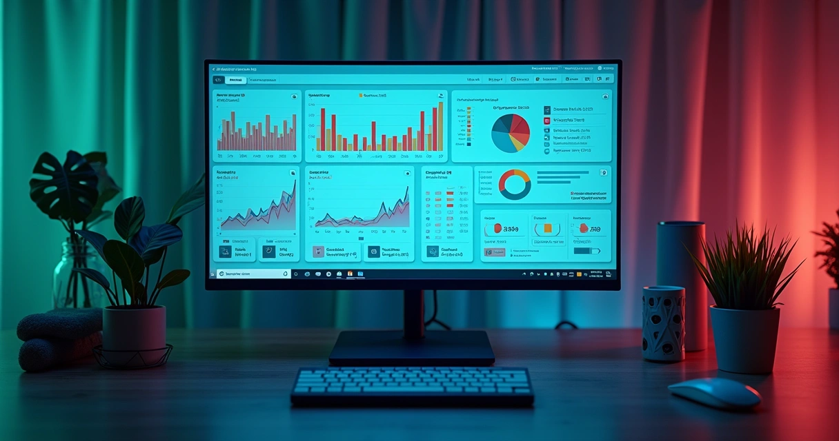 Tela de computador exibindo gráfico de menções à marca no ambiente digital, com detalhes coloridos e indicadores de alerta 