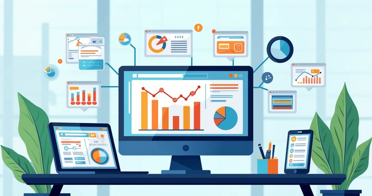 Tela de computador exibindo gráficos de monitoramento digital 