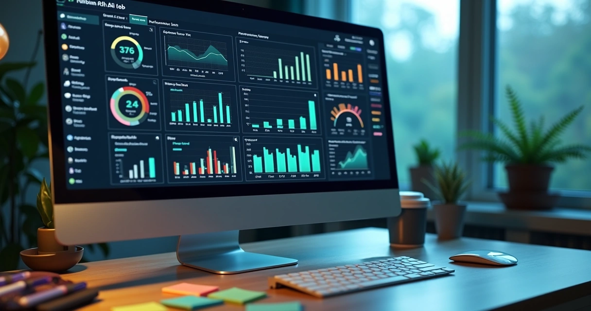 Dashboard mostrando indicadores de desempenho de IA 