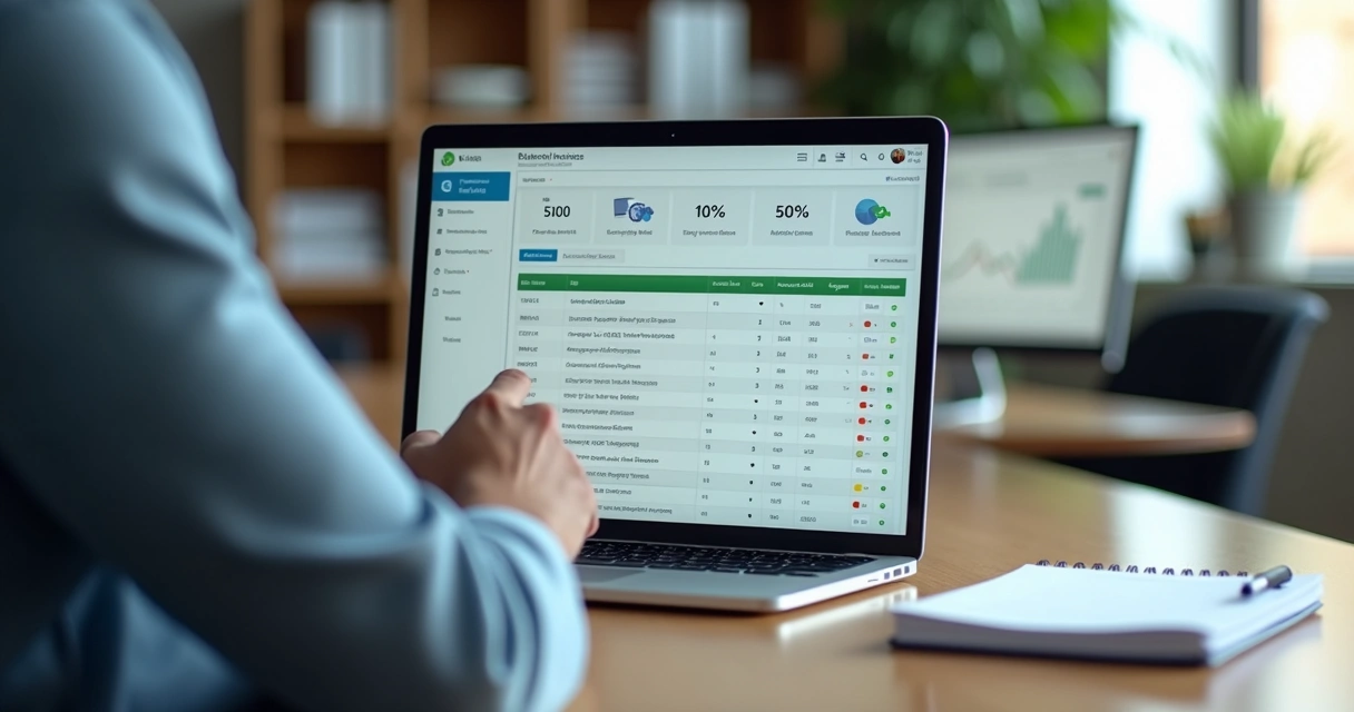 Gestor analisando monitoramento de notas fiscais eletrônicas em painel de ERP 