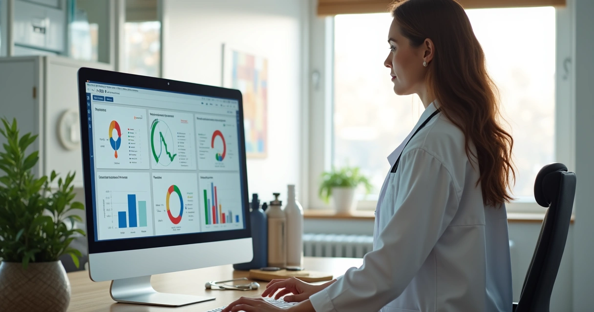 Tela de software mostrando gráficos de evolução antropométrica e indicadores comportamentais 