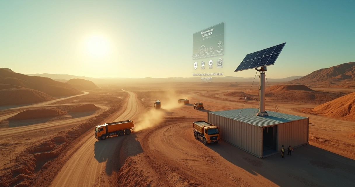 Canteiro de obra remota em área isolada sendo monitorado por solução 4G solar 