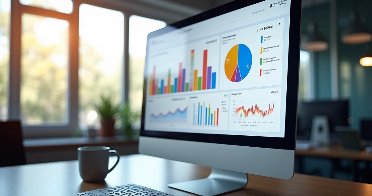 Dashboard com indicadores de TI em tela de computador 