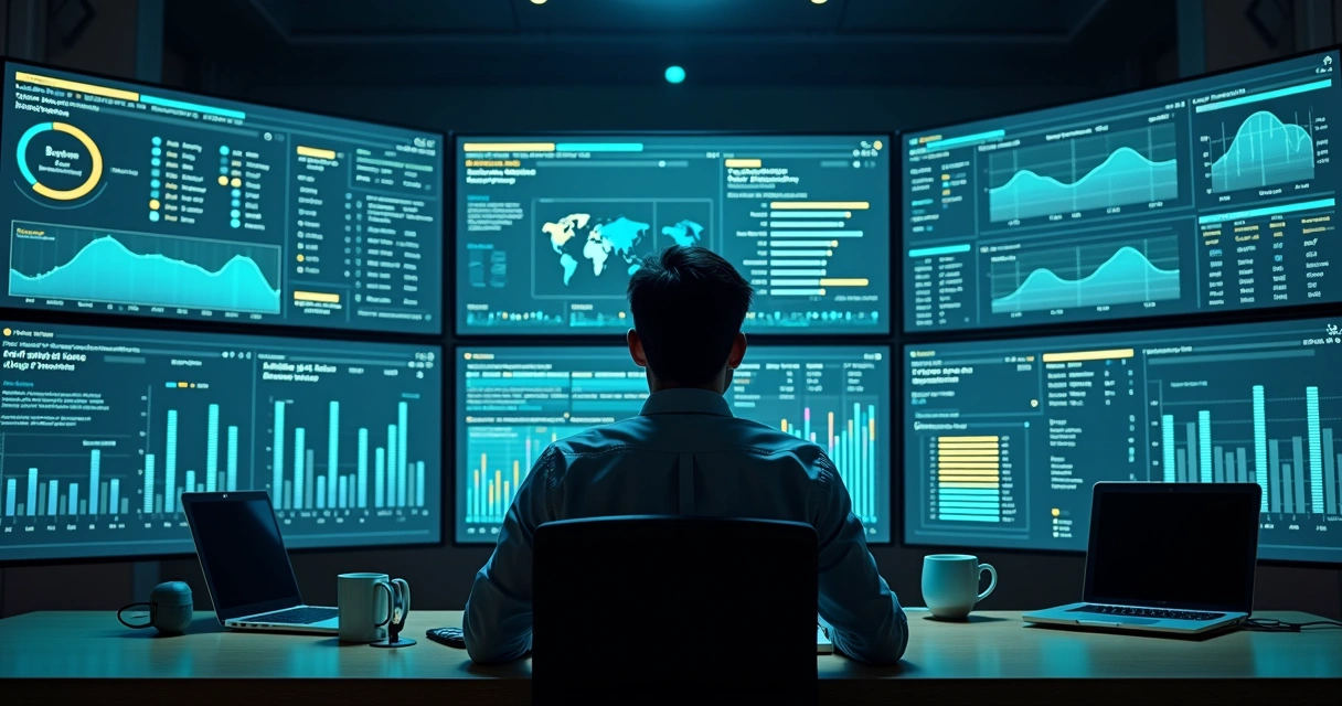 Painel de monitoramento com métricas de ERP e IA 