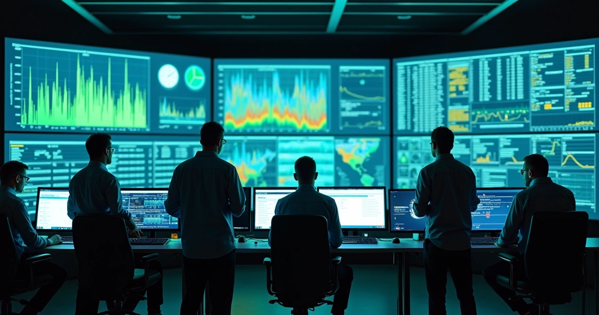Equipe técnica monitora processos em sala de comando de usina de valorização energética 