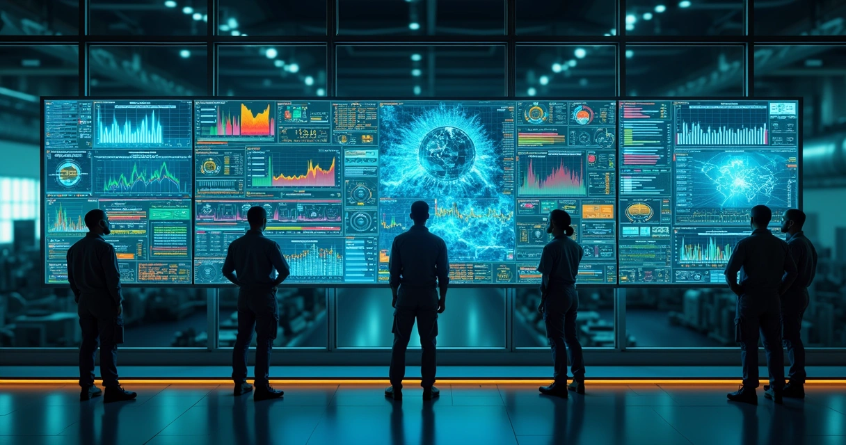 Painel digital de monitoramento de processos industriais com gráficos em tempo real 