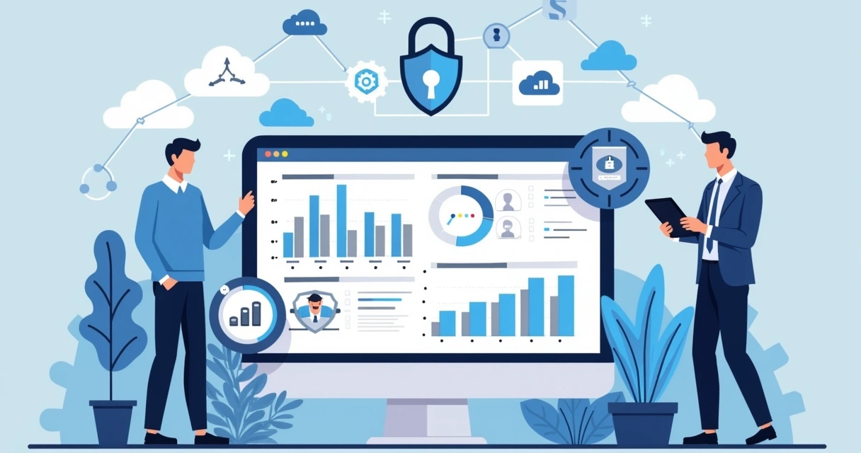 Dashboard de monitoramento de compliance cloud com gráficos e alertas