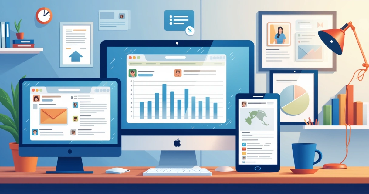 Painel digital mostrando análise de menções em várias plataformas e redes sociais 