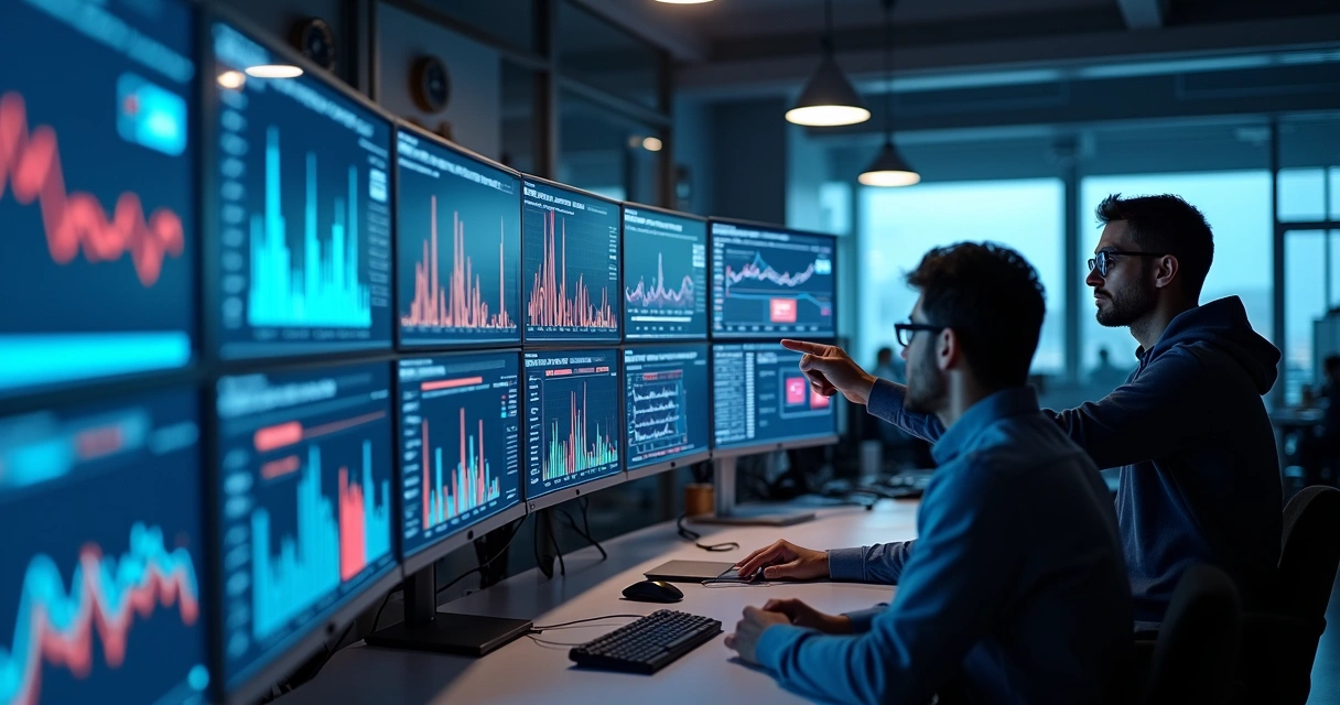 Tela com gráficos de monitoramento de redes sociais e alertas de crise 